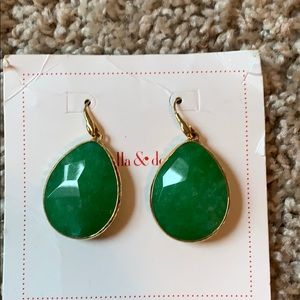 Stella & Dot Green oval earrings.